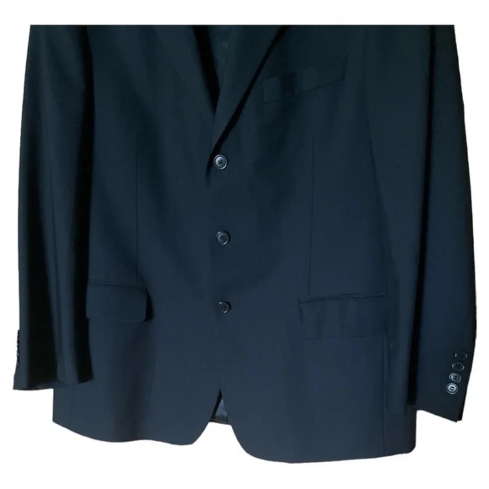 Vito‎ Rufolo Italy Vtg Wool Super 100s Suit Jacket Sport Coat Mens 44S Black